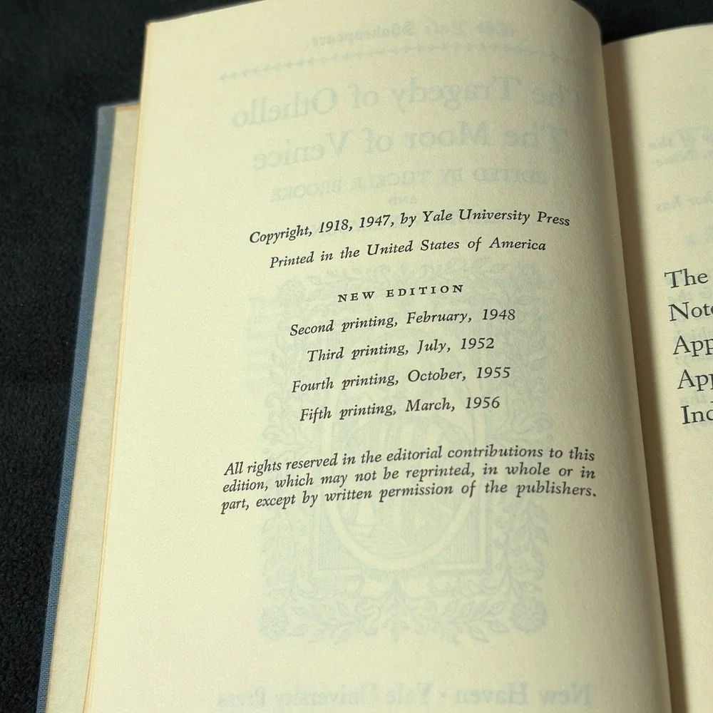 The Yale Shakespeare: The Tragedy of Othello, The Moor of Venice (HC, 1956)‎